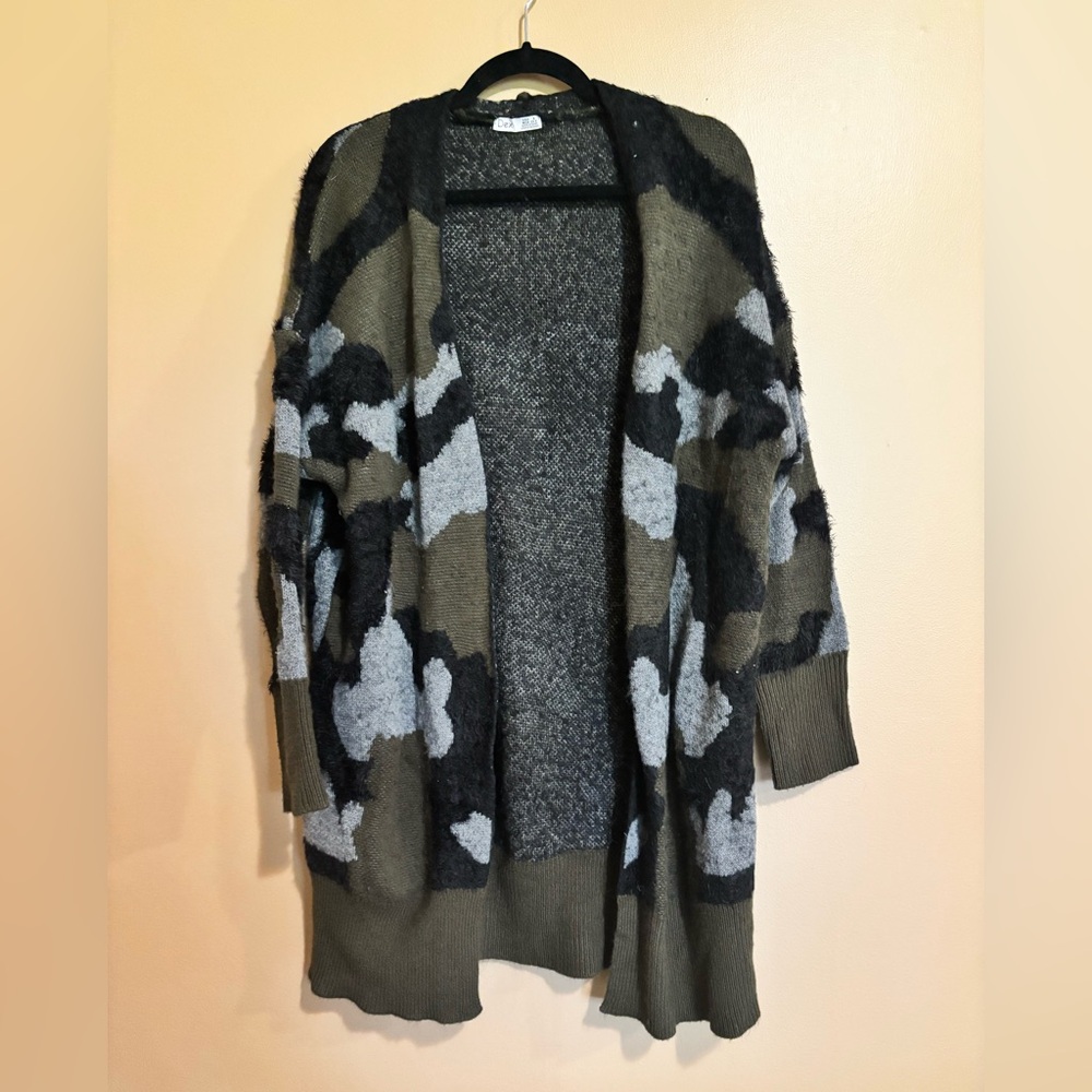 Dex Camouflage Open Front Cardigan